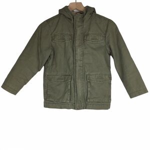 OLD NAVY Jacket Kid’s Olive Field Military Style Twill Sherpa Size Small 6-7